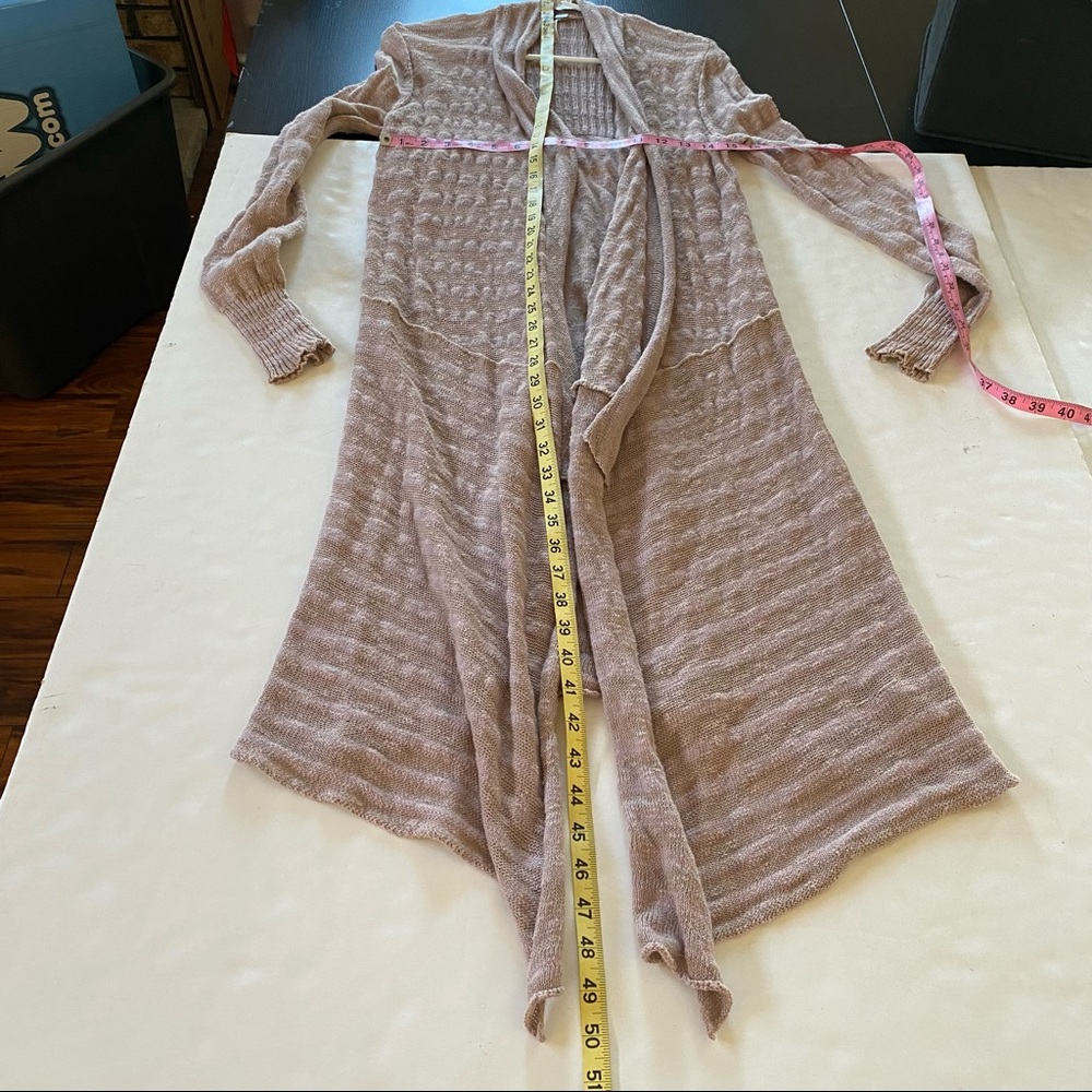 Free People Forget Me Not Long Duster Cardigan Sweater Striped Blush Pink Medium - Picture 10 of 12